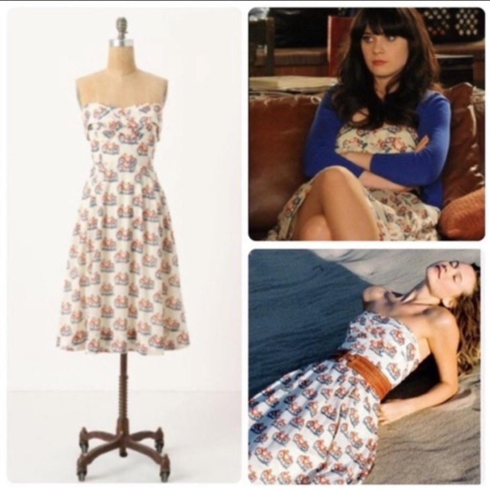 Anthropologie Postmark bike lane strapless dress